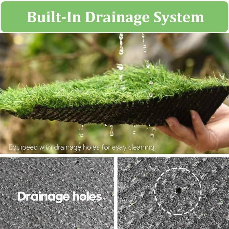 Artificial Grass Rug 4FT x 6FT, 0.8" Thick High Density Fake Turf with Drainage Holes, Realistic Synthetic Grass Mat for Dogs, Patio, Backyard, Balcony, Indoor Outdoor Lawn Carpet - size: 4' x 6'
