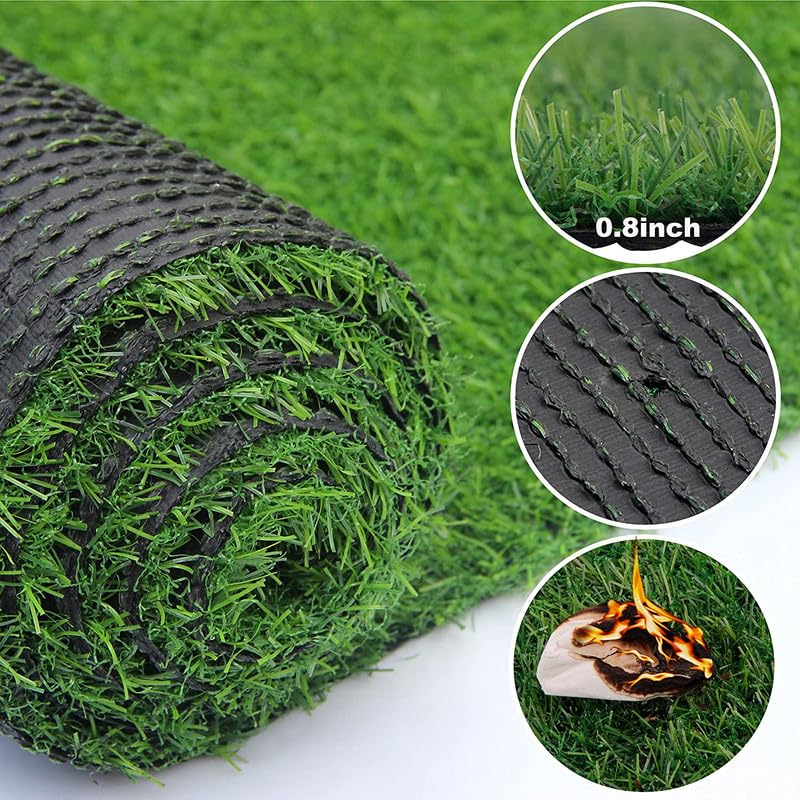 Petgrow Thick Artificial Grass3FTX27FT,0.7Inch Pile Height Green Soft Fake Faux Grass Turf Mat,Indoor Outdoor Garden Dogs Pet Synthetic Grass Carpet Doormat, Rubber Backed with Drainage Holes - size: 3FTX27FT