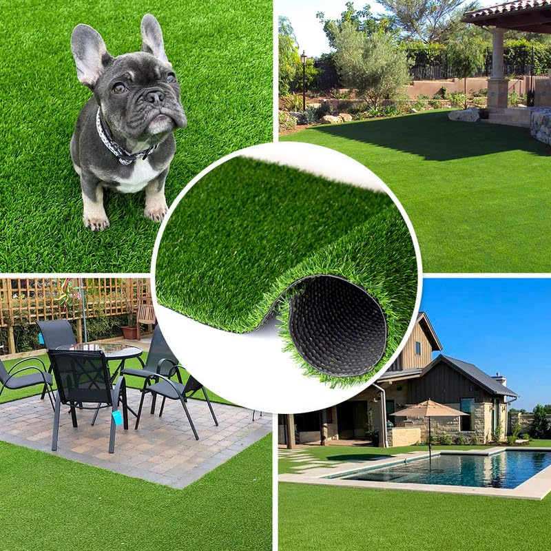 Artificial Grass Turf Rug, 0.7" Fake Grass Faux Thick Outdoor Rug 3FT x 20FT Synthetic Mat Astroturf with Drain Holes for Dogs Garden Lawn Landscape Balcony - size: 3FTX20FT