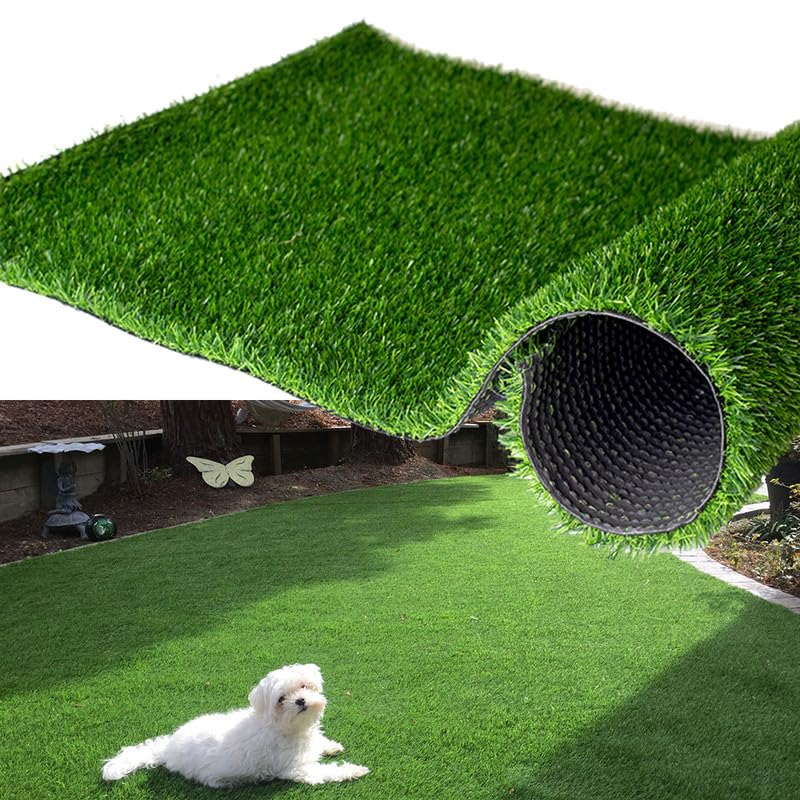 Artificial Grass Turf Rug, 0.7" Fake Grass Faux Thick Outdoor Rug 3FT x 14FT Synthetic Mat Astroturf with Drain Holes for Dogs Garden Lawn Landscape Balcony - size: 3FTX14FT