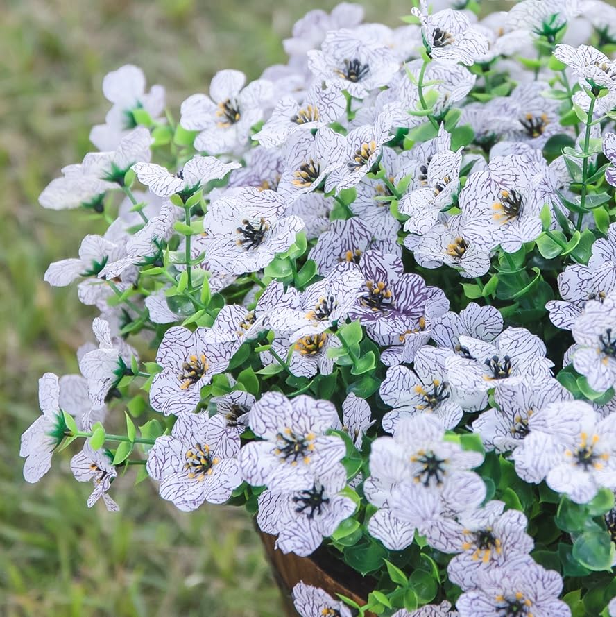 HyeFlora Artificial Flowers for Outdoor Indoor Garden Home Decoration, Faux Flower Daisy with Eucalyptus Leaves Fake Plants Greenery Boxwood Porch Patio, 12 Bundles (Creamy White) - color: Creamy White