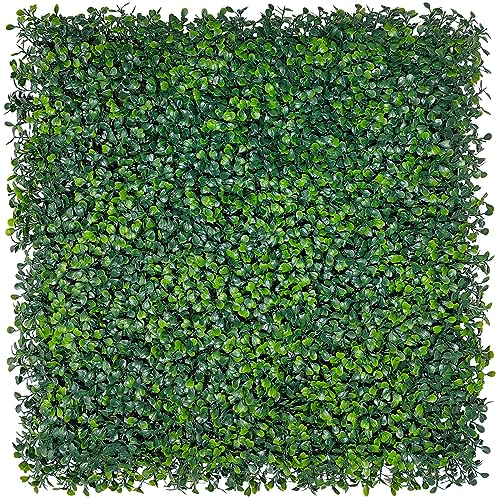 ODTORY Artificial Grass Wall Backdrop Panels: 10 by 10 in (24 Pcs) UV-Anti Greenery Boxwood Panels for Indoor Outdoor Green Wall Decor & Ivy Fence Covering Privacy - size: 10*10IN 24P