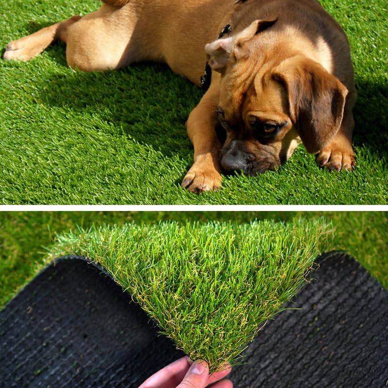 Artificial Grass Astroturf Rug 4FTx6FT(24 Square FT) Fake Grass Pet Dog Mat with Drain Holes Realistic 1.38" Pile Height Indoor Outdoor Artificial Turf Synthetic Turf Thick Faux Grass