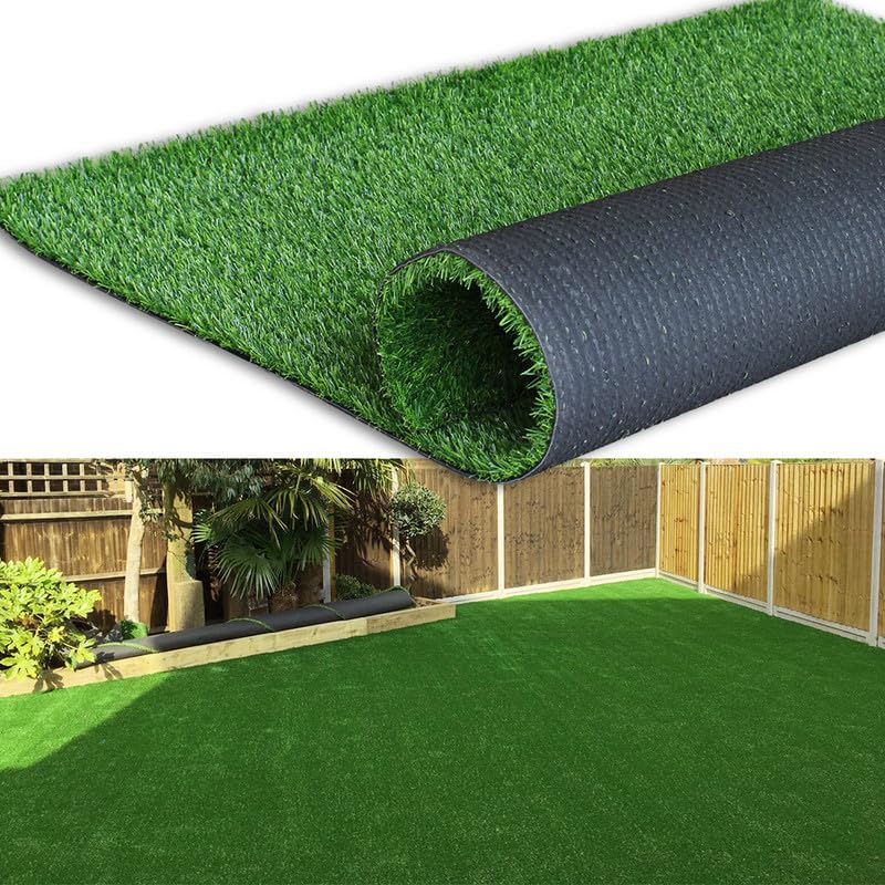 Petgrow Thick Artificial Grass3FTX28FT,0.7Inch Pile Height Green Soft Fake Faux Grass Turf Mat,Indoor Outdoor Garden Dogs Pet Synthetic Grass Carpet Doormat, Rubber Backed with Drainage Holes - size: 3FTX28FT