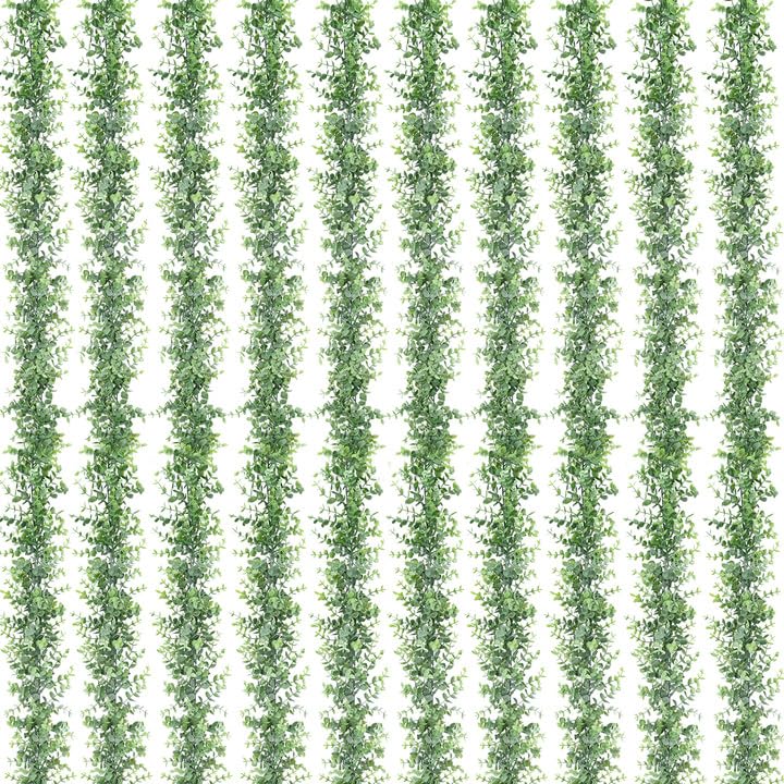 Dolicer 10 Pack Eucalyptus Garland, 60FT Faux Eucalyptus Greenery Garland, Artificial Eucalyptus Leaves Vine, Fake Hanging Eucalyptus Garlands Wedding Backdrop Arch Wall Table Party Decor (Grey Green) - color: Grey Green, size: 10 Packs