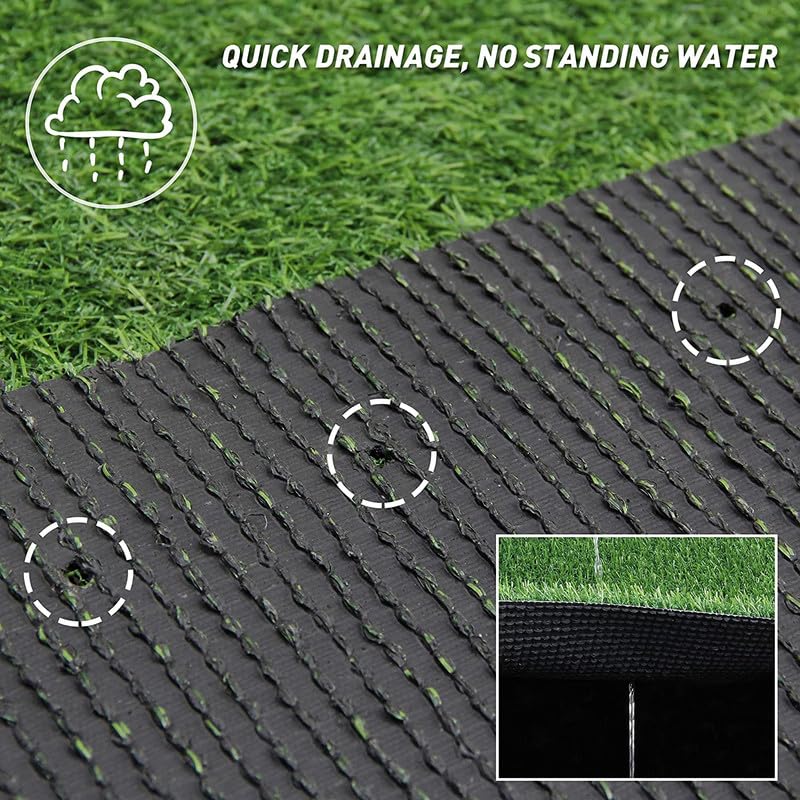 Petgrow Thick Artificial Grass3FTX12FT,0.7Inch Pile Height Green Soft Fake Faux Grass Turf Mat,Indoor Outdoor Garden Dogs Pet Synthetic Grass Carpet Doormat, Rubber Backed with Drainage Holes - size: 3FTX12FT