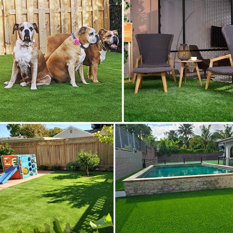 Artificial Grass Rug Outdoor Indoor Fake Grass Carpet Green Synthetic Grass Pet Turf Realistic Faux Grass Rug 3FT x 4FT (12 Square Feet) 1.77" for Garden Lawn Landscape Balcony Home Decor Patio - size: 3ft x 4ft (12 square feet)
