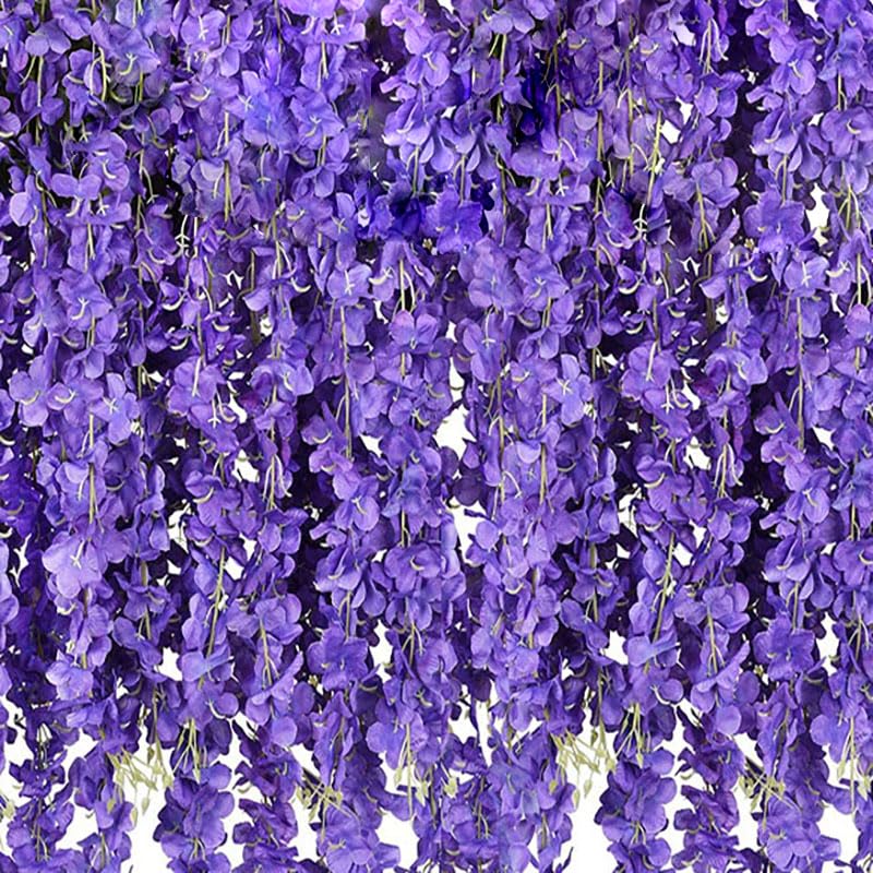 Wisteria Flower Vines Garland, Artificial Flower Strings, Fake Hanging Flowers, Silk Wisteria Garland Flowers, Flower Vine for Wedding, Garden Decor (Purple Blue - 20 Vines) - color: Purple Blue - 20 Vines