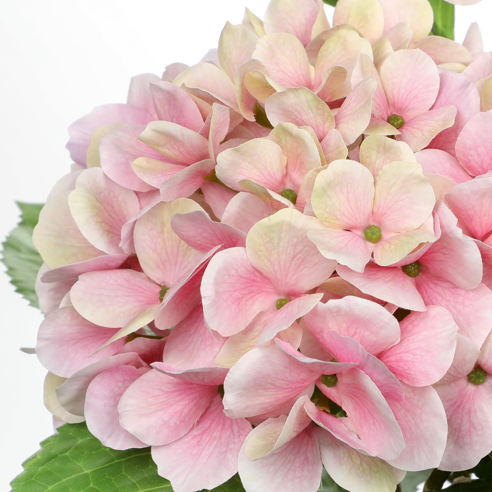 Hollyone Pink Hydrangea Artificial Flowers in Pot Large Silk Hydrangeas Flowers Fake Flowers Arrangements for Indoor Home Office Kitchen Table Centerpieces Wedding Decorations - color: Pink, size: 3 Head Hydrangea