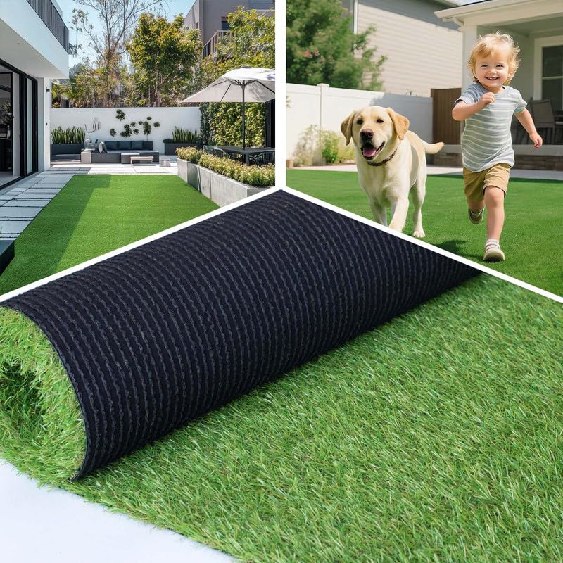 Artificial Grass Rug 1FT x 13FT, 0.8" Thick High Density Fake Turf with Drainage Holes, Realistic Synthetic Grass Mat for Dogs, Patio, Backyard, Balcony, Indoor Outdoor Lawn Carpet - size: 1FT x 13FT