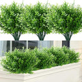 5 Bundles Artificial Eucalyptus Artificial Grasses Fake Greenery Boxwood Stems Fake Plants and Greenery Springs for Farmhouse,Home,Garden,Office,Patio,Wedding and Indoor Outdoor (Green) - color: 6bundles-eucalyptus Leaf