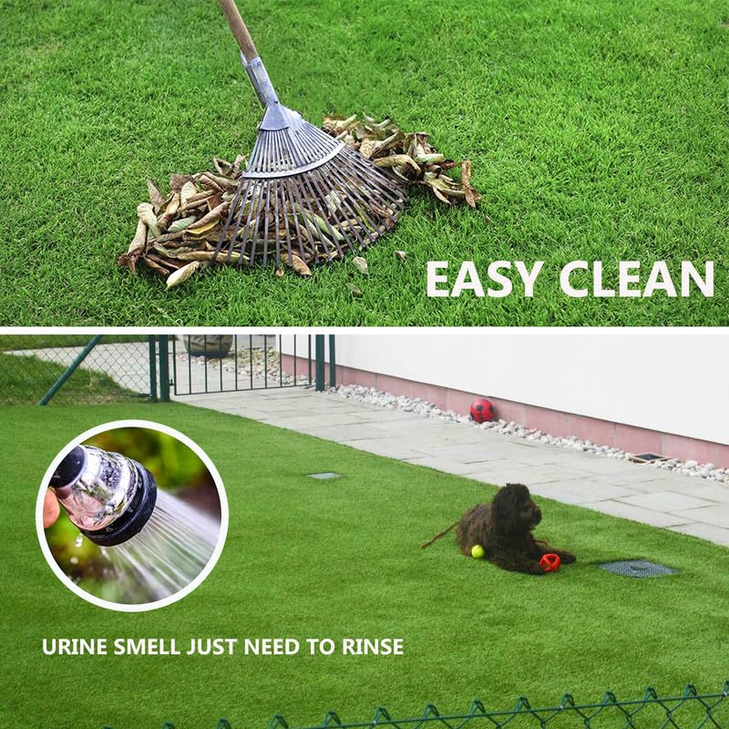Artificial Grass Astroturf Rug 4FTx6FT(24 Square FT) Fake Grass Pet Dog Mat with Drain Holes Realistic 1.38" Pile Height Indoor Outdoor Artificial Turf Synthetic Turf Thick Faux Grass