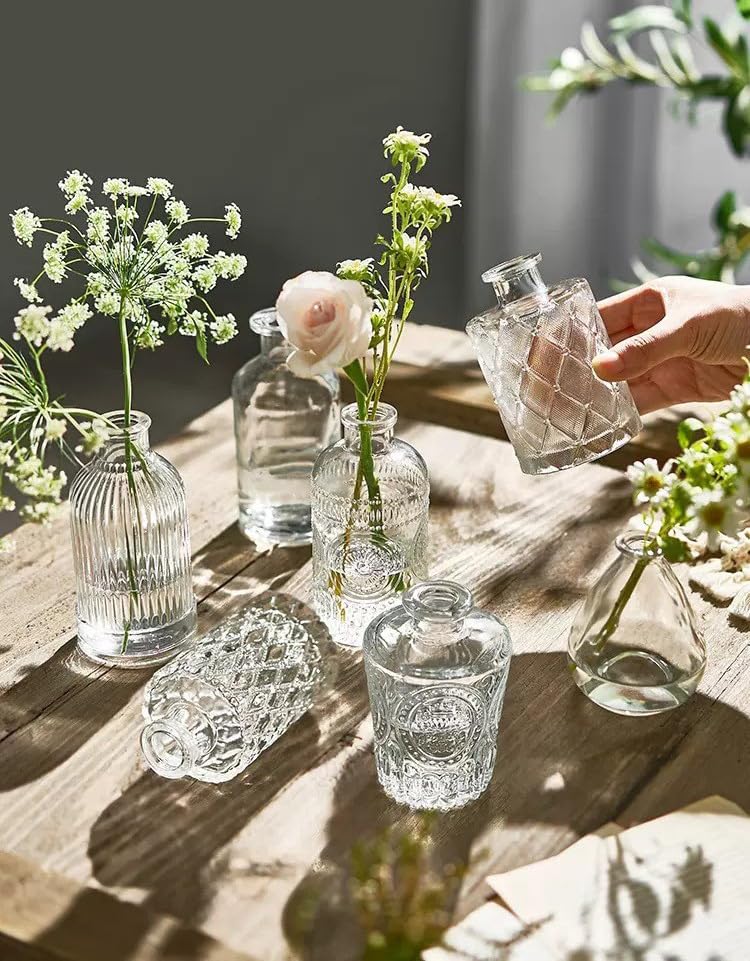 16 Pack Glass Bud Vase Set, Small Flower Vase Set Bud Vases for Wedding Centerpiece Table Decor, Vintage Small Vases for Room Home Dining Party Table Center Decor (Clear Set, 16 Pack) - color: Clear Set, size: 16 Pack