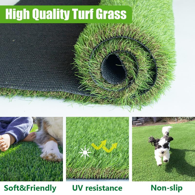 Artificial Grass Rug Outdoor Indoor Fake Grass Carpet Green Synthetic Grass Pet Turf Realistic Faux Grass Rug 7FT x 15FT (105 Square Feet) 1.77" for Garden Lawn Landscape Balcony Home Decor Patio - size: 7ft x 15ft (105 square feet)