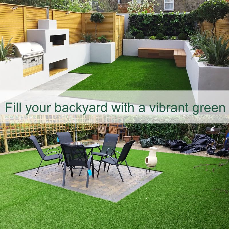Petgrow Thick Artificial Grass 3 x 25ft,0.7Inch Pile Height Green Soft Fake Faux Grass Turf Mat,Indoor Outdoor Garden Dogs Pet Synthetic Grass Carpet Doormat, Rubber Backed with Drainage Holes - size: 3FTX25FT