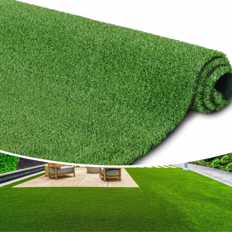 Artificial Grass Turf Rug, 0.4inch Indoor Outdoor Fake Grass Mat for Dogs, Pets, Synthetic Lawn for Patio, Playground, Easy Install and Clean with Good Drainage - color: 4FT, size: 4FTx7FT