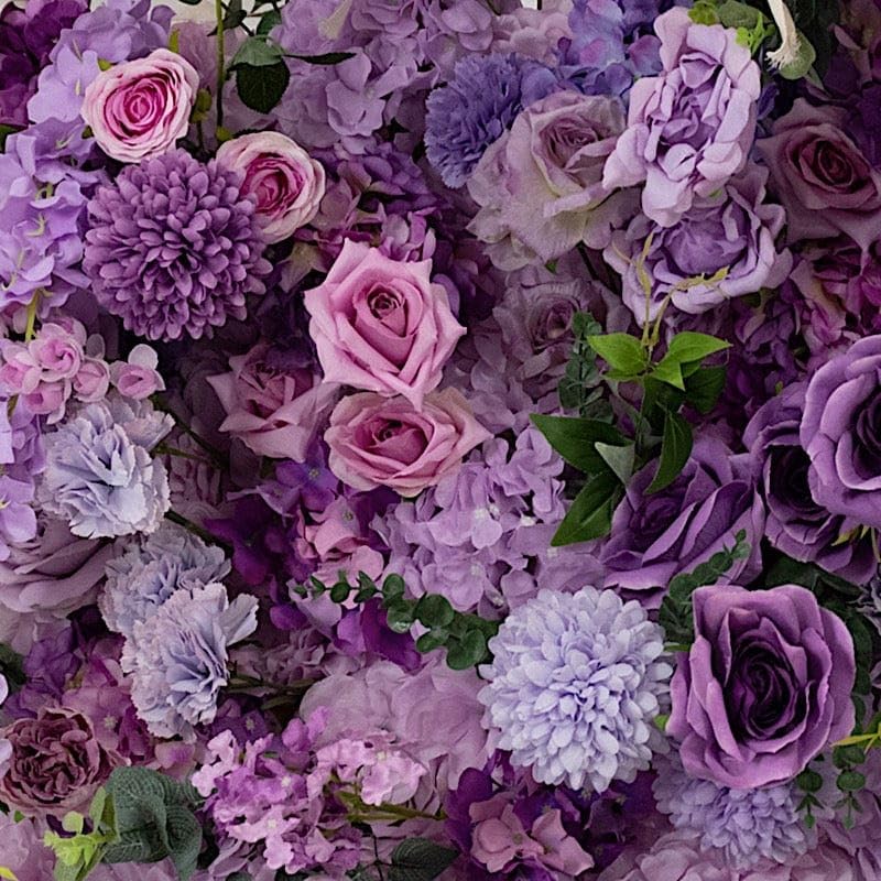 8x8 feet Lavender Roll Up Silk Artificial Flower Backdrop for Arch Stand Photo Background Wedding Reception Party Event Decorations Supplies