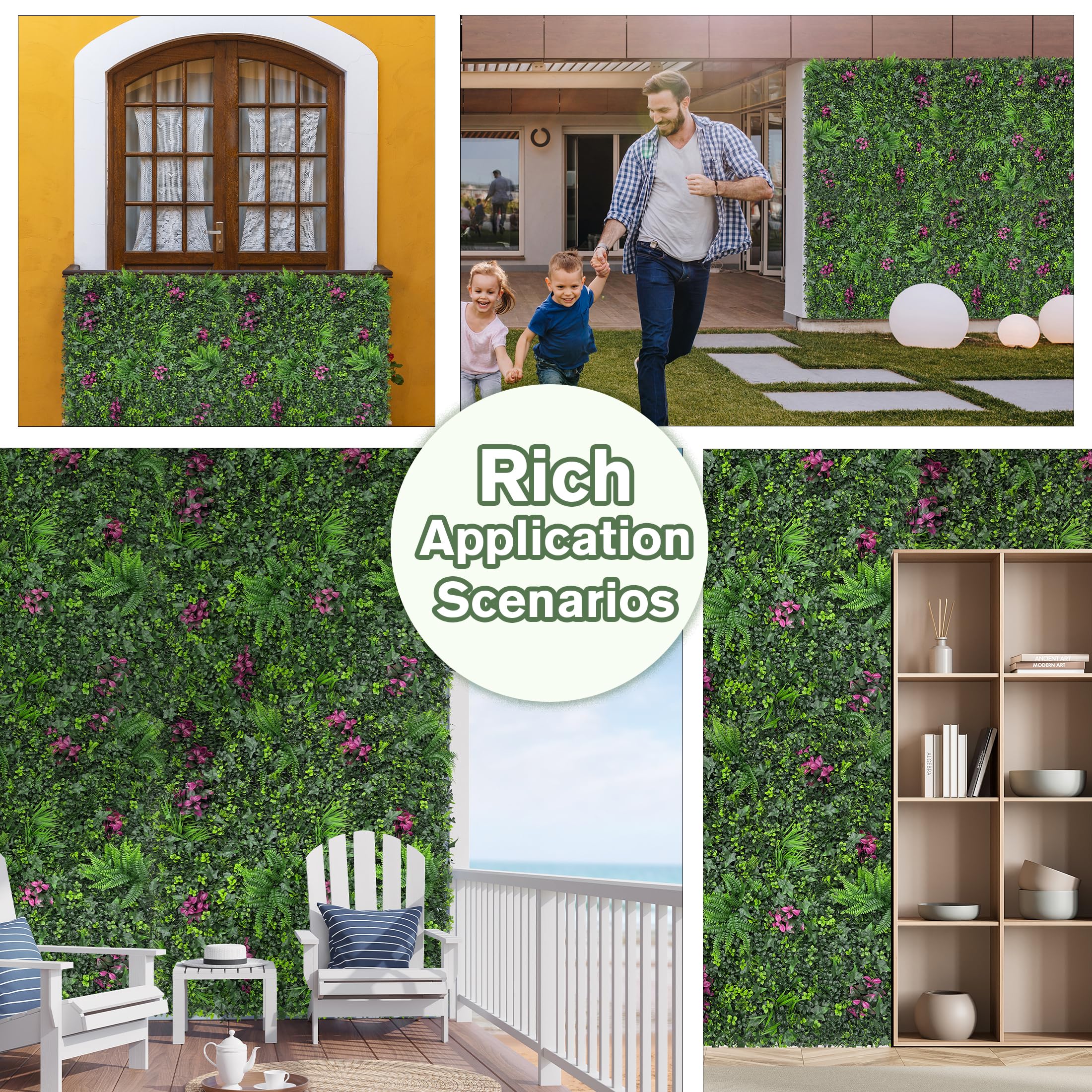 Greenery Grass Wall Boxwood Plant Panel: 72"x144"（72SQFT） with UV Resistant Green Leaves Faux for Interior Wall, Greenery Backdrop,Garden and Indoor Outdoor Wall&Fence Covering Privacy - size: 72"x144" 1